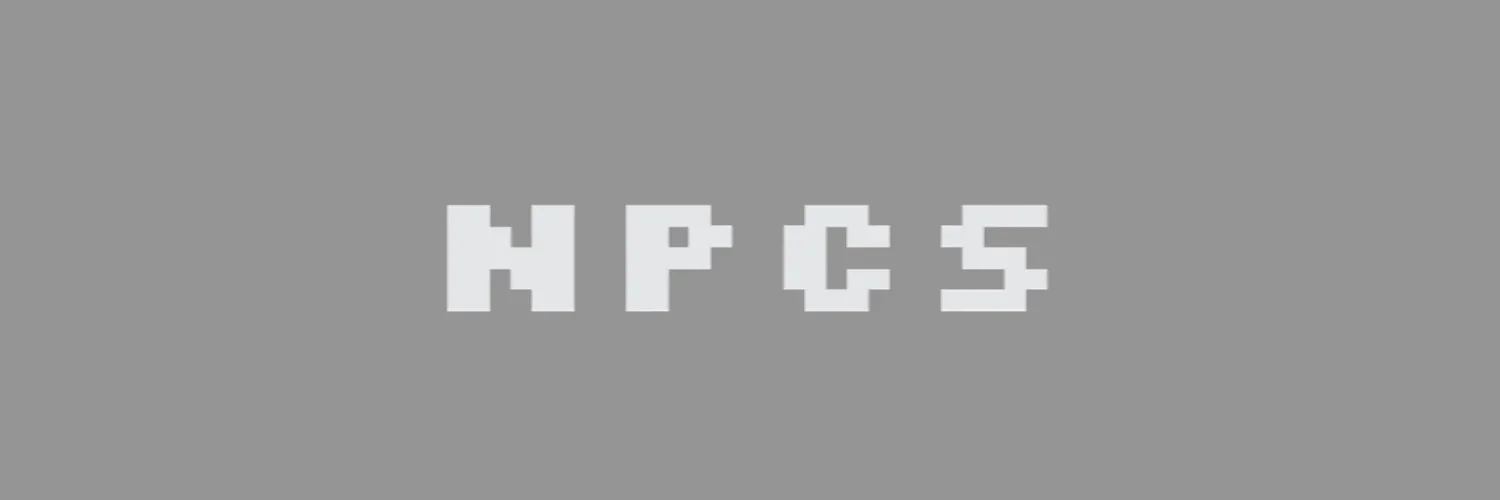 NPCS in white pixel lettering against a grey background.