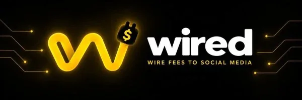 Logo WIRED blanc et câble jaune en forme de W, avec une prise portant le symbole dollar.