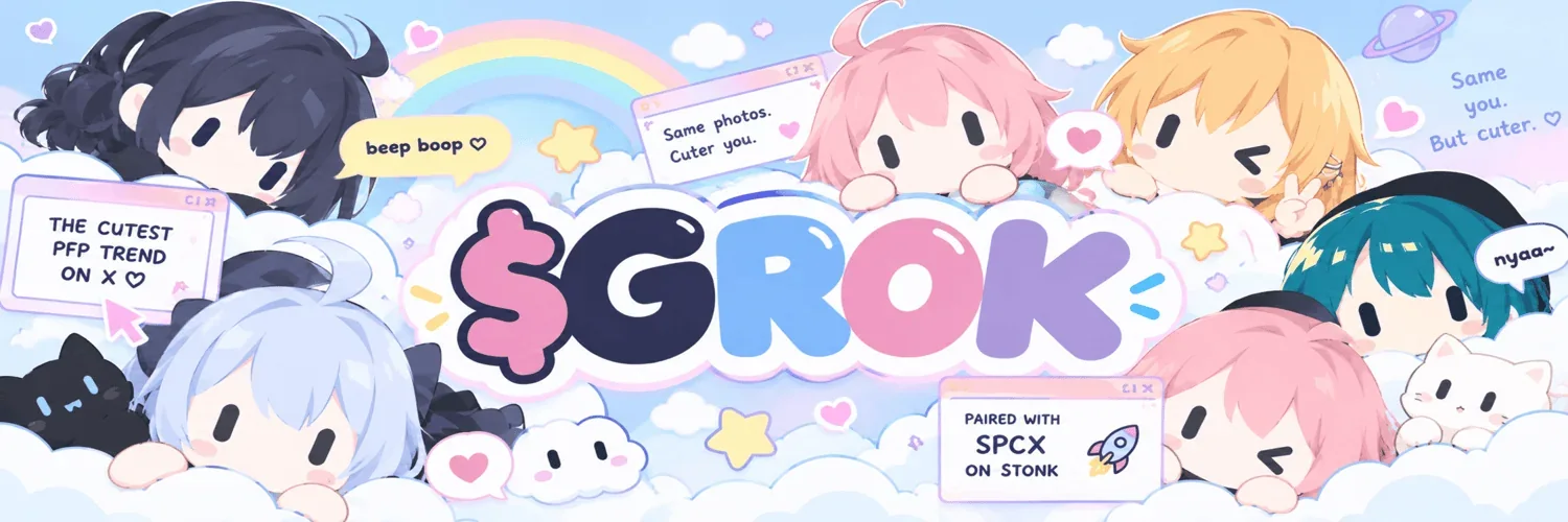 Grokification banner featuring pastel Grokbot characters, clouds and the GROK title