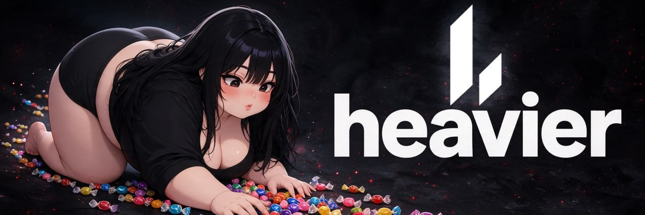 La mascotte illustrée de Heavier et le nom du projet sur fond sombre.
